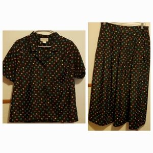 Multicolored Polka Dot Skirt Set